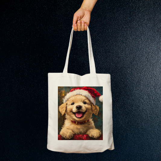 santa's little helper pup - tote bag